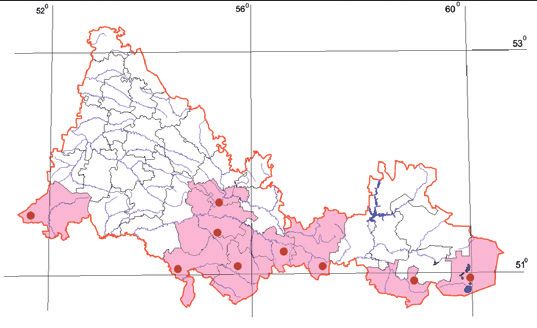 Распространение Авдотка – Burhinus oedicnemus