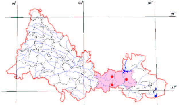 Распространение Оносма губерлинская – Onosma guberlinensis Dobrocz. et V. Распространение Оносма губерлинская – Onosma guberlinensis Dobrocz. et V.