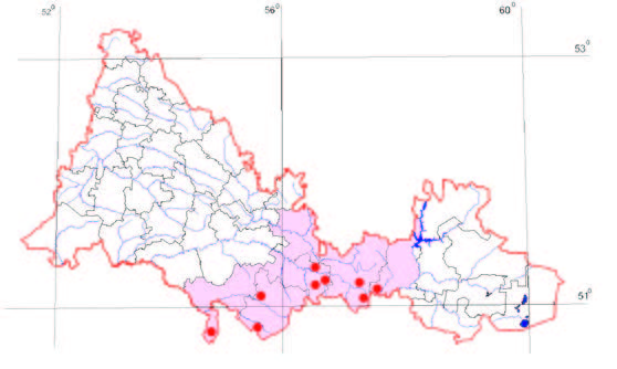 Распространение Астрагал почти-дуговидный – Astragalus subarcuatus M. Pop.