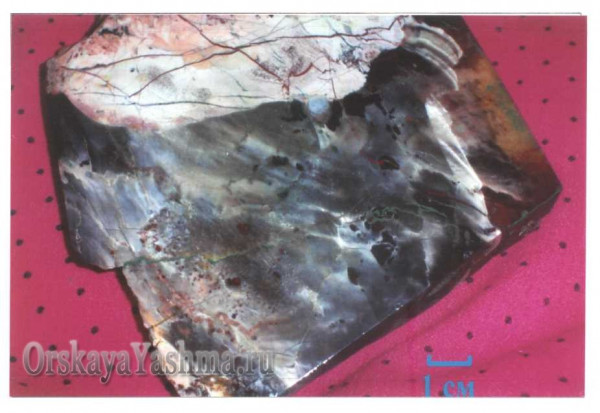 Рис. 19 Яшма струйной текстуры.