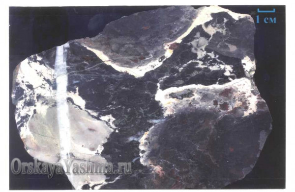 Рис. 22 Яшма коррозионно-брекчмевой текстуры.