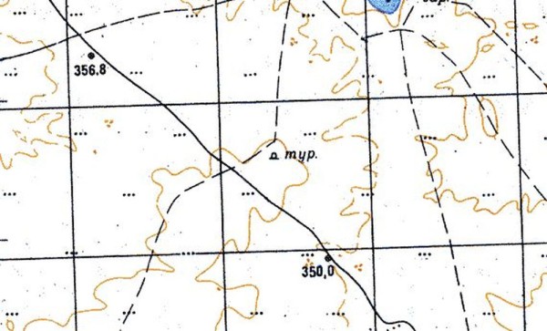 Тур на карте генштаба СССР. Лист M-41-026.