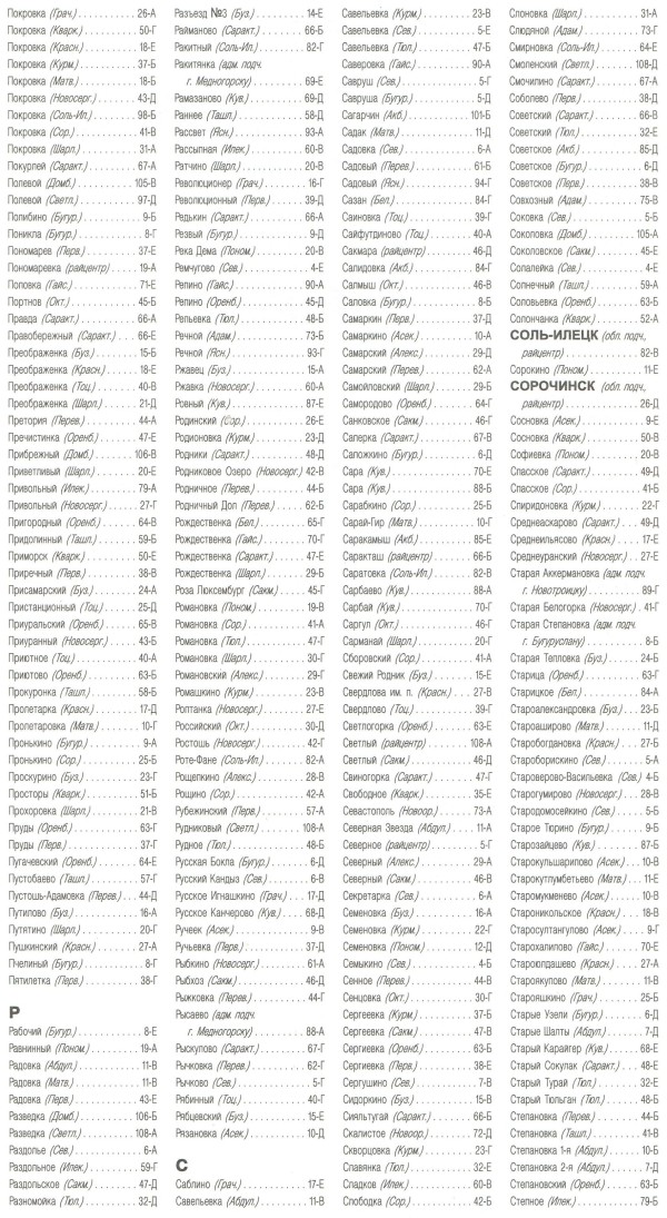 Перечень населенных пунктов Оренбургской области