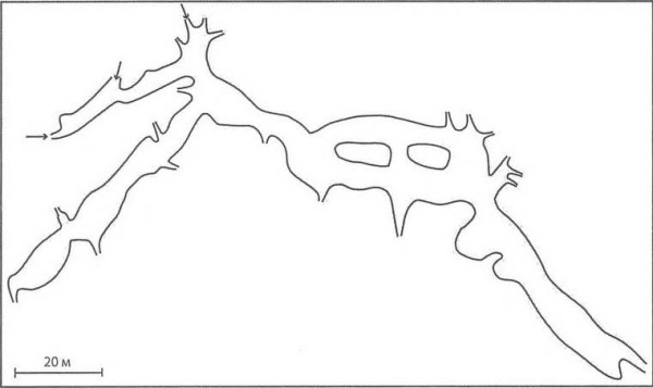 Схема пещеры Мозаика. Съемка В.В. Романова, 1980.