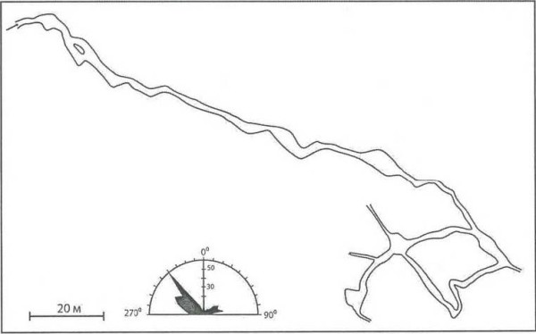 Схема пещеры Волчья. Съемка В.Б. Самсонова, 1997.